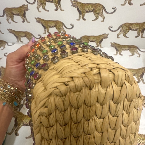 NWOT Poolside Rainbow crystal raffia bag - Picture 3 of 7